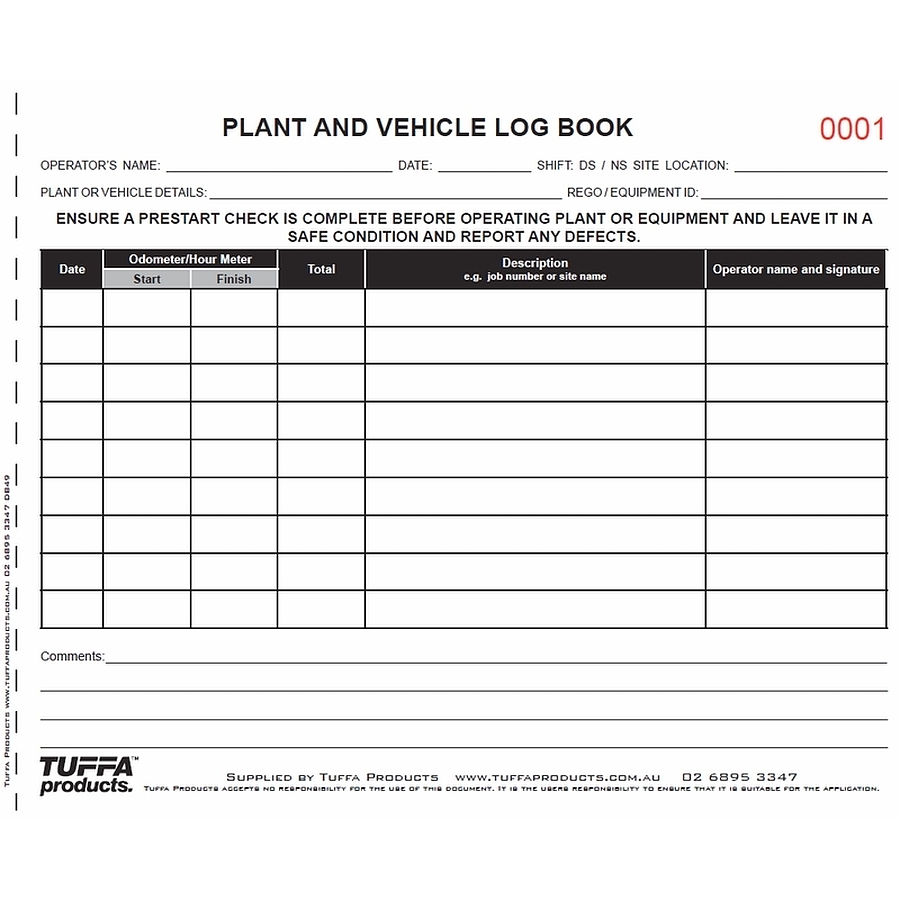 Plant and Vehicle Log Book - Image 2