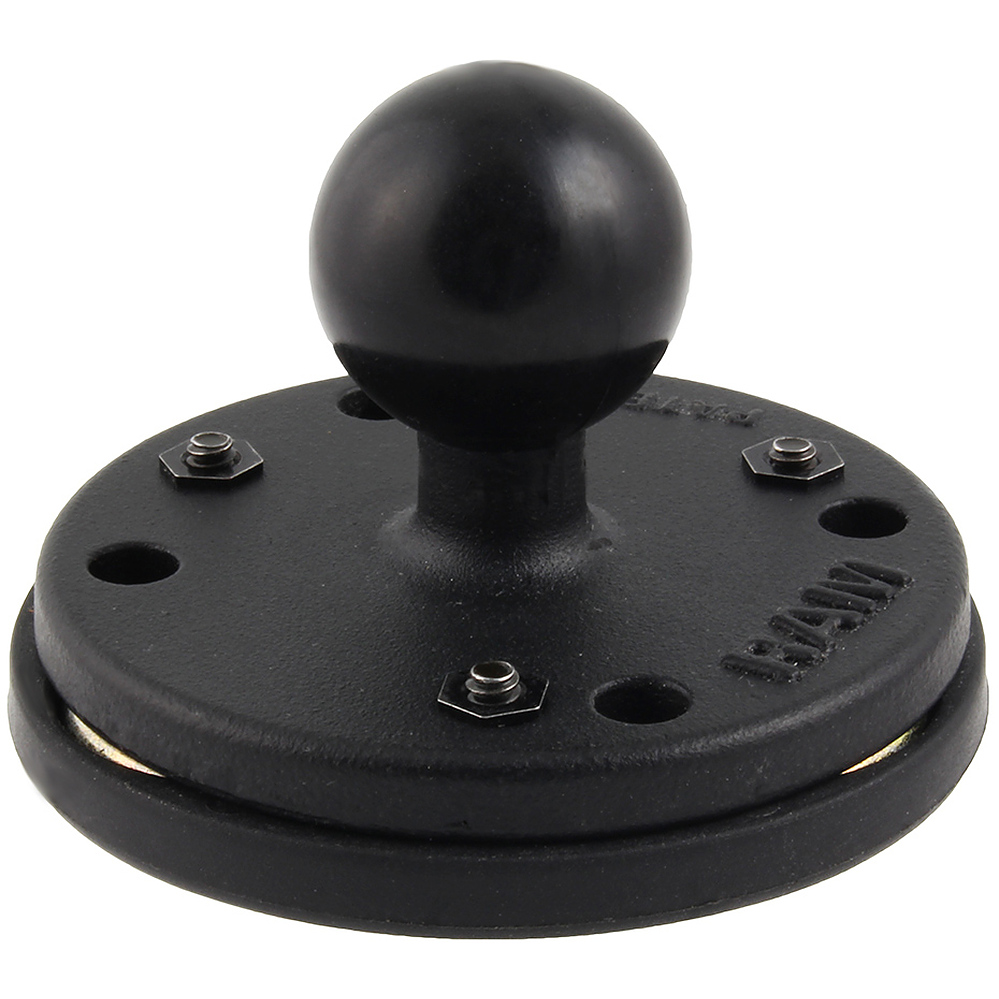 RAM-B-202-339U  RAM 2.5inch Round Base with the AMPs Hole Pattern, 1inch Ball and Triple Magnetic Base Adapter - Image 1