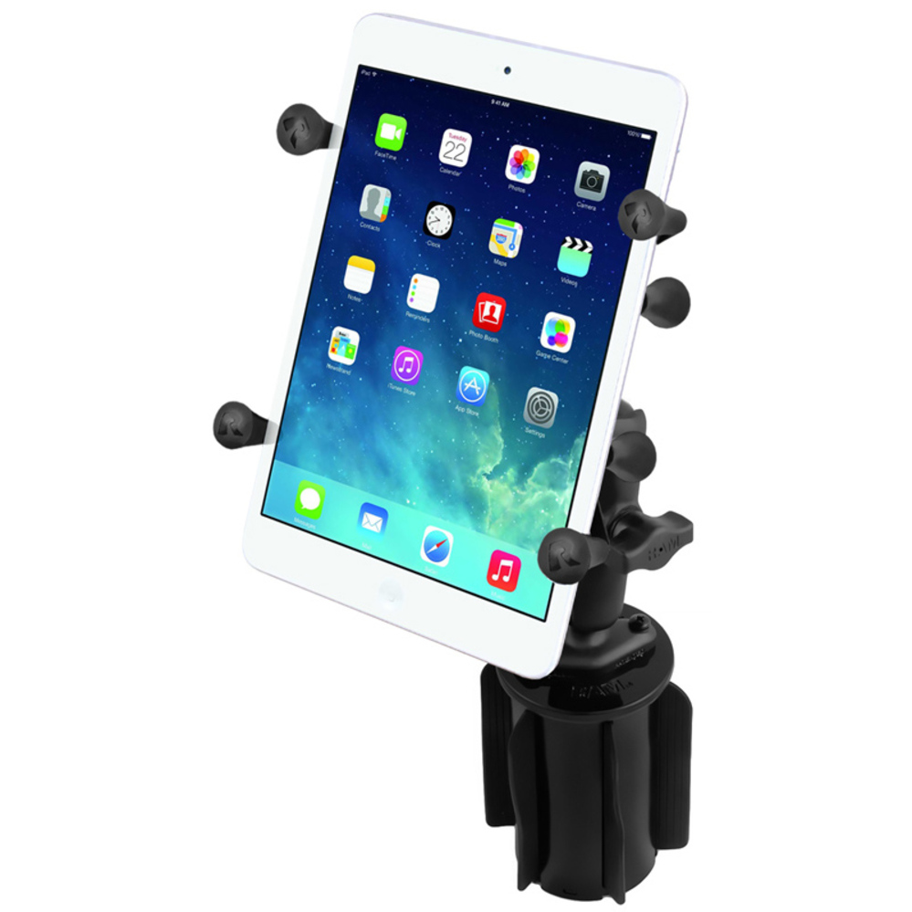 RAP-299-3-UN8U  RAM-A-CAN II Universal Cup Holder Mount with Universal X-Grip Holder with 1inch Ball for 7inch Tablets - Image 1